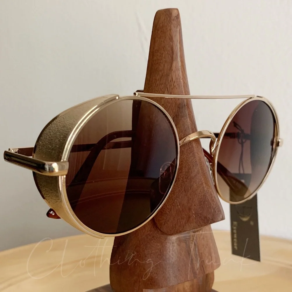 NWT Gold Steampunk Round Sunglasses | UV400 - Picture 4 of 7